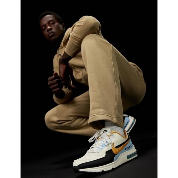 ⚡Nike Men Light Bone/Gold Leaf/Black Leather Premium Lifestyle Running Sneakers - Picture 2 of 6